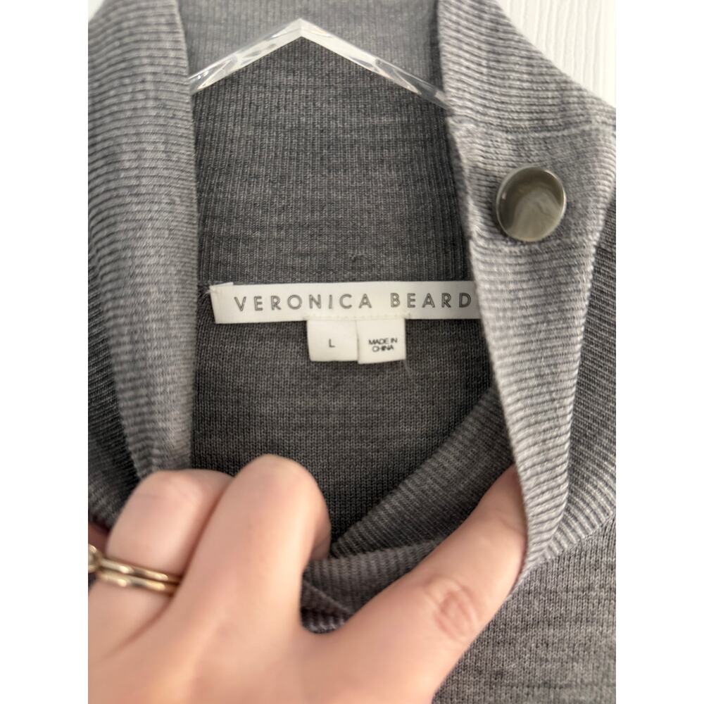 Veronica Beard Soval Merino Wool Mixed Media Sweater Dress Gray Minimalist Chic - Picture 6 of 9